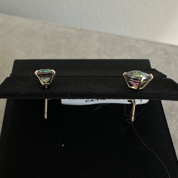 Mystic Topaz 14k Gold Pierced Earrings - Picture 6 of 10